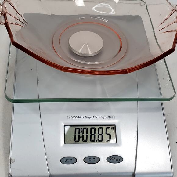 Vtg Decagon Pink Depression Glass 7" Candy Trinket Dish Handles Decor - Picture 8 of 8